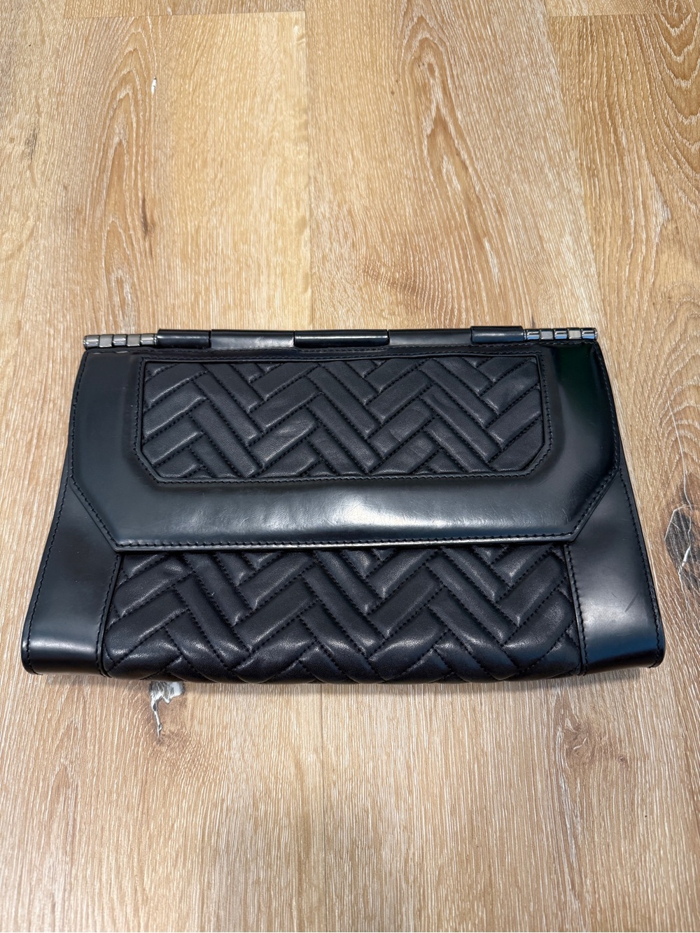 Mackage Black Quilted Chevron Leather Clutch - Women Bag Purse